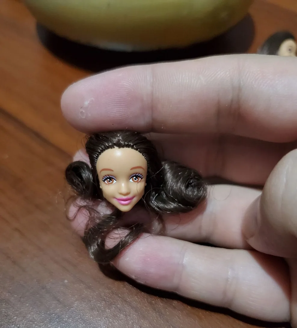 2cm miniature Beautiful girl doll head accessories Long hair short hair Brown Black Wig DIY Make-up toys