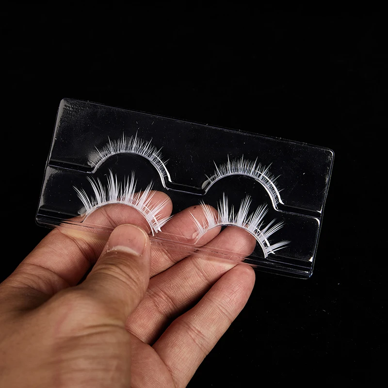 2 paar Weiche Wispy Natürliche Wimpern Verlängerung Weiß Oberen & Nieder Falsche Wimpern Halloween Party Cosplay Augen Make-Up Lash Werkzeuge