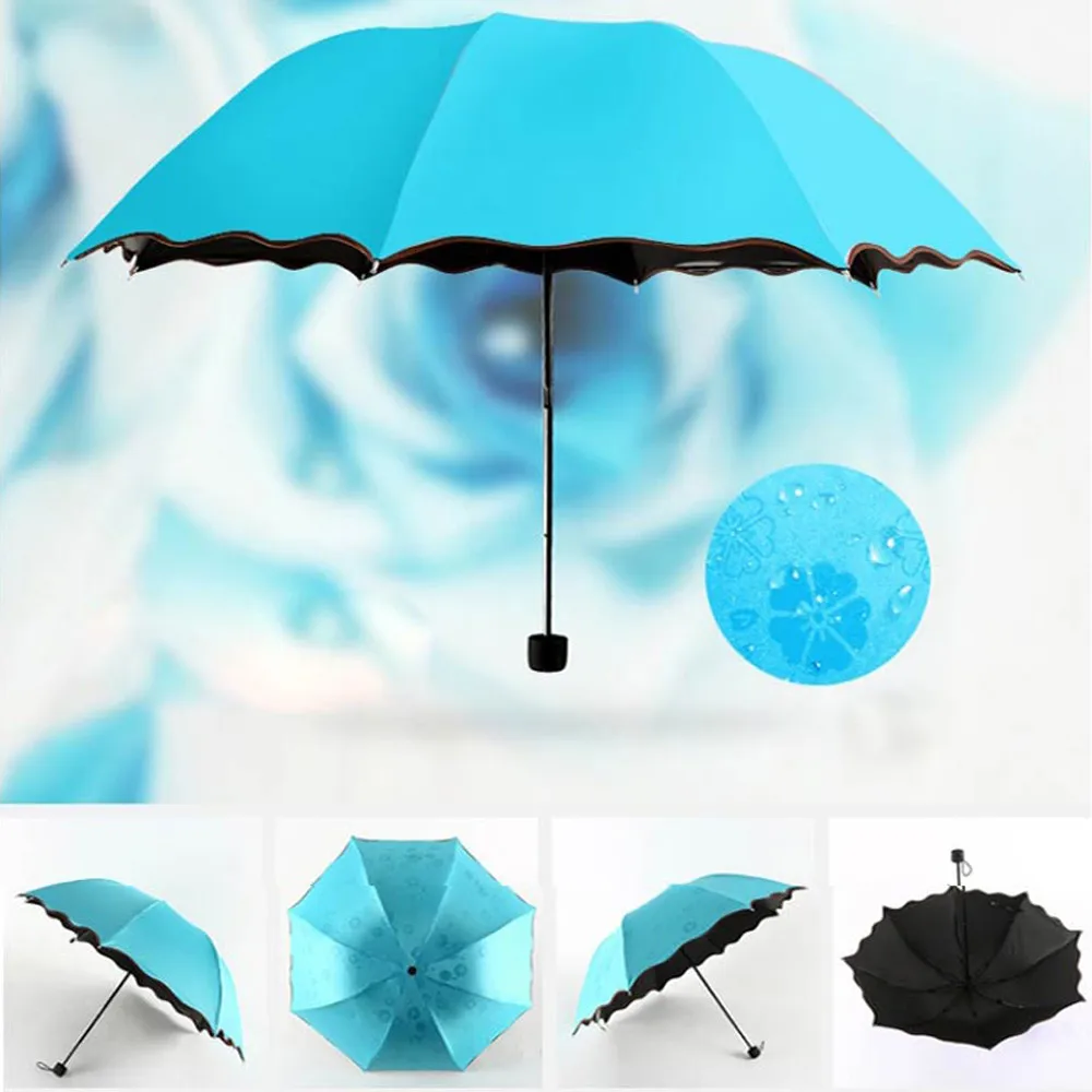 Lady Magic Flowers Umbrella Travel Parasol Folding Rain Windproof Umbrella Folding Anti-UV Sun/Rain Umbrella