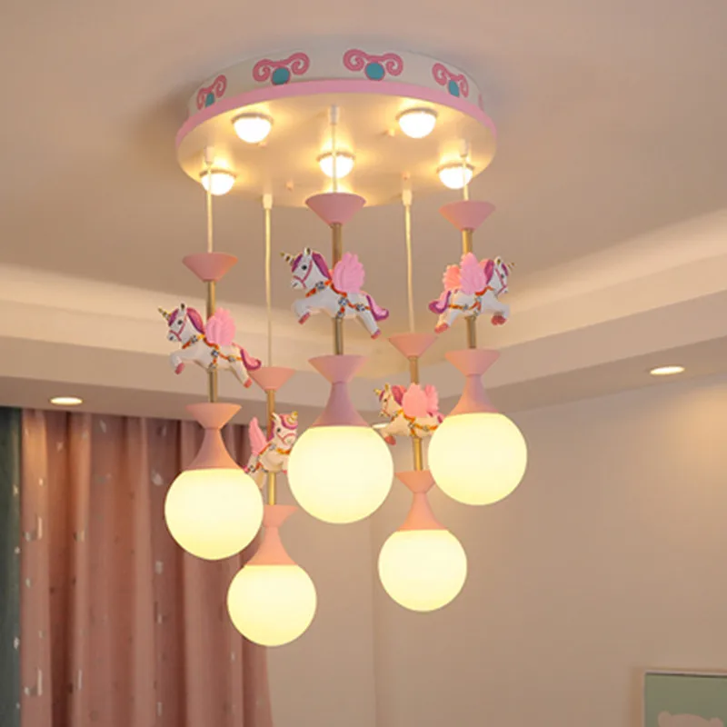 Children's Room Pendent Light Girl Princess Bedroom Lamp Cartoon Creative Hanging Light Baby's Room Lamp Lampara Para Comedor