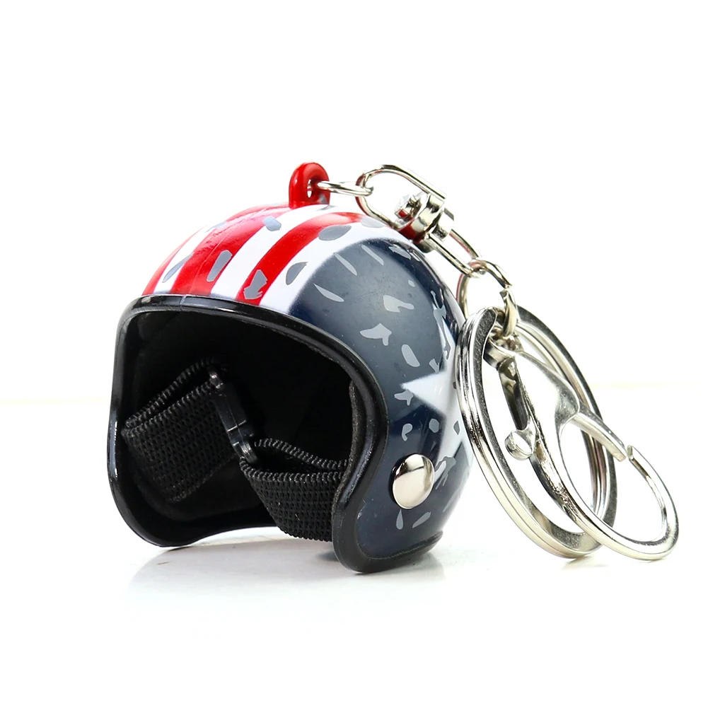 Motorcycle Helmet Keychain Star Flag Bee Kawaii Keyring DIY Doll Safety Hat Car Bag Pendant Accessory Kid\'s Toy Promotional Gift