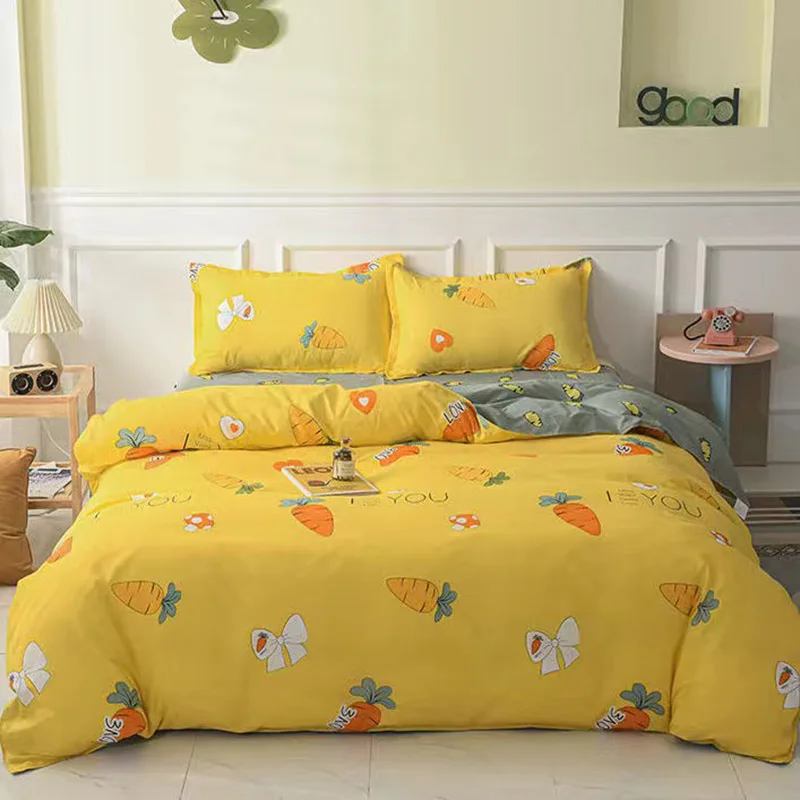 JUSTCHIC 1PCS Cartoon Reactive Printing Polyester Duvet Cover Queen Double Single Size Soft Bedding Quilt Covers (No Pillowcase)