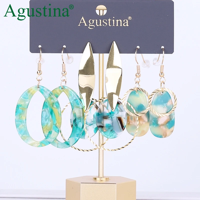 Agustina Set earrings fashion jewelry long earrings women drop earrings Set geometry Acrylic earring boho earings cute wholesale