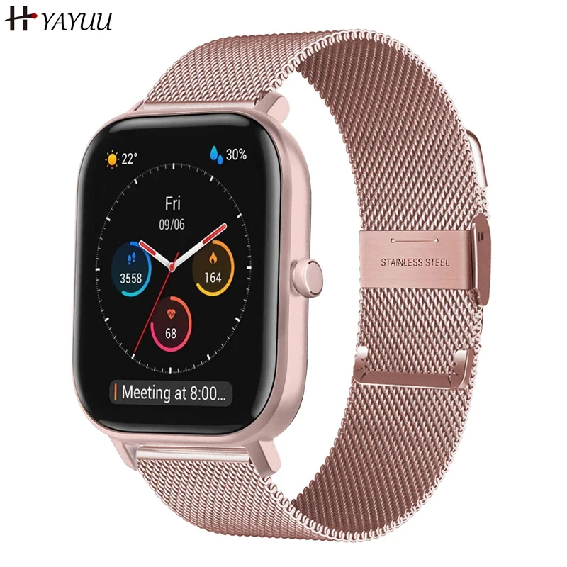 Metal Strap for Amazfit GTS 4/GTS 3/GTS 2/GTS 2 Mini/GTS2e, Mesh Woven Stainless Steel Watch Strap for Amazfit Bip U Pro