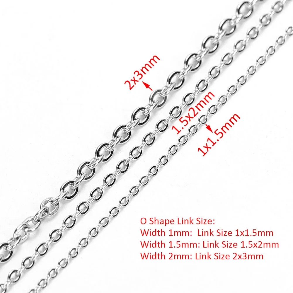 10meters 1/1.5/2mm Stainless Steel Necklace Chains O Shape Cross Chain Accessories for Bracelets Jewelry Making Components DIY