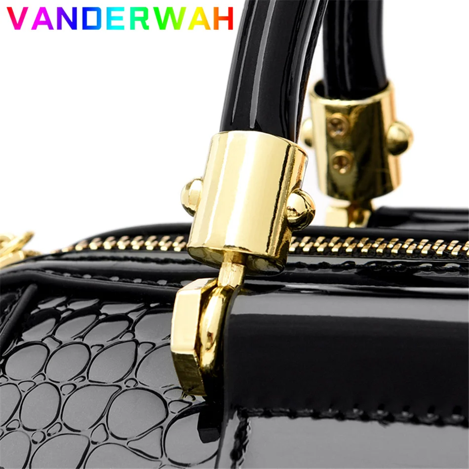 Luxury Patent Leather Handbags for Women Designer Crocodile Pattern Women\'s Shoulder Crossbody Bag New Ladies Messenger Purses