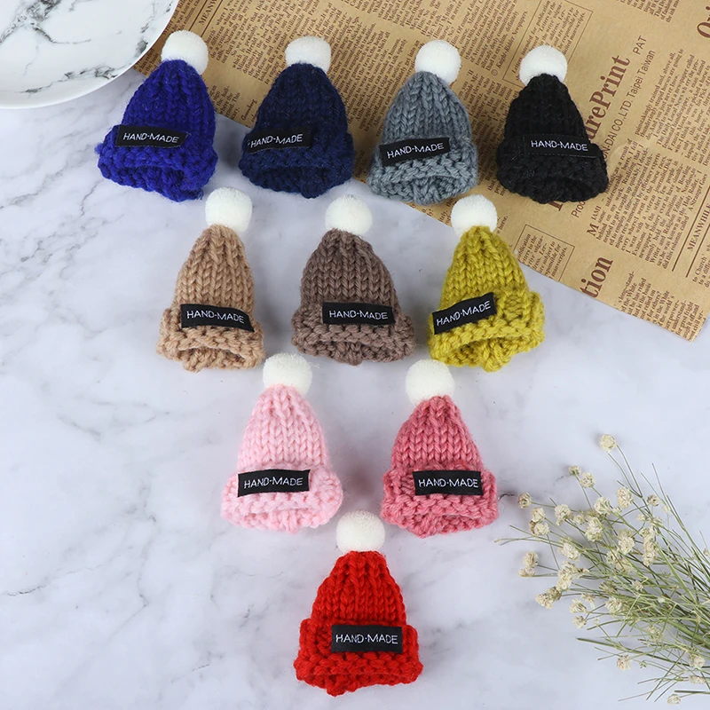 1:6 1:12 Dollhouse Miniature Fashion Ball Top Knitted Beanie Hat Cap Doll House Decoration Dolls Accessory