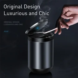Auto Asbak Led Light Legering Ash Tray Aluminium Cup Draagbare Rookloze Auto Asbak Vlamvertragend Sigaret Houder Doos