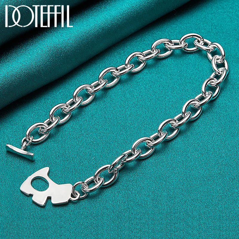 

DOTEFFIL 925 Sterling Silver Cute Dog Bracelet Chain For Women Man Fashion Charm Wedding Engagement Party Jewelry