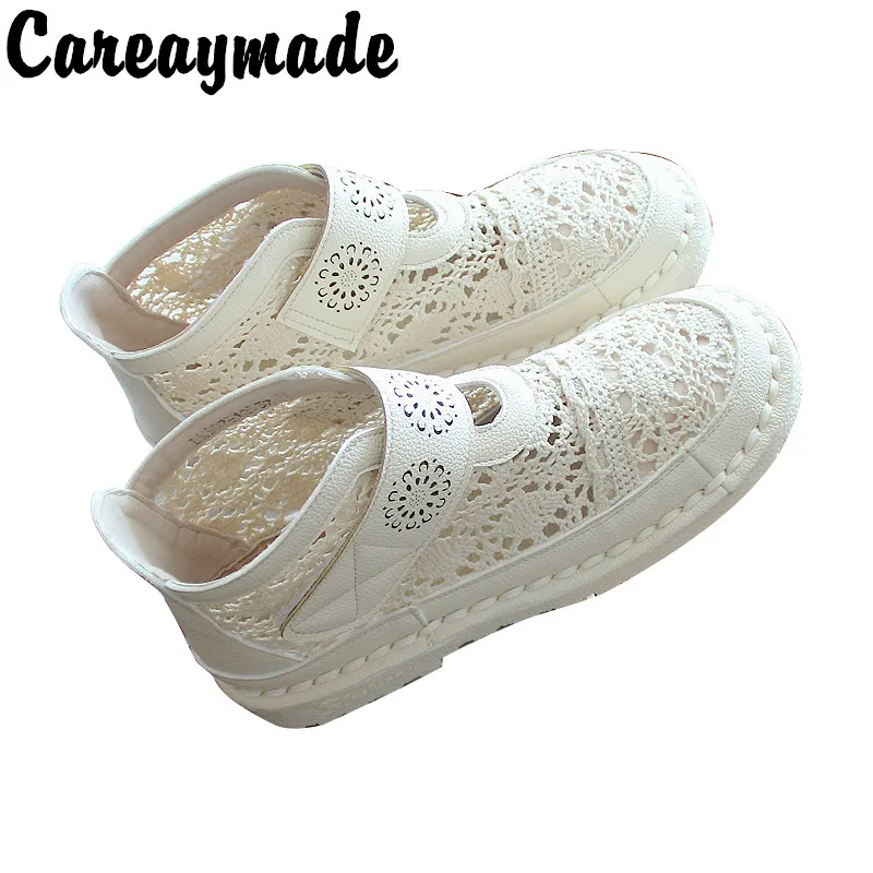 Careaymade-Summer sandals,ankle short  boots, reticulated lace retro literature and art soft sole comfortable women\'s shoes