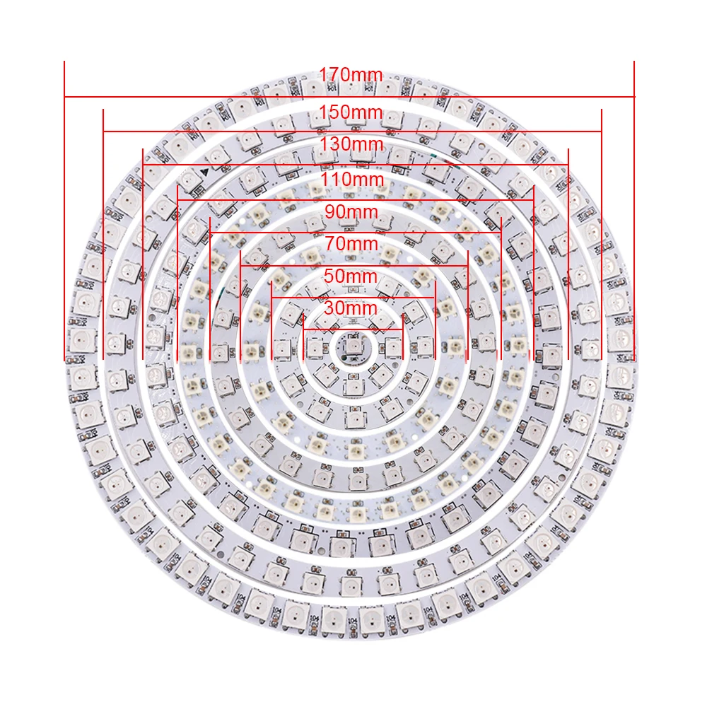 5V LED Ring Hard Strips WS2812B RGB Light 30cm 50mm 60mm 70mm 90mm 110mm 150mm 170mm Angel Eyes Led Headlight Bulb Lamps for Car