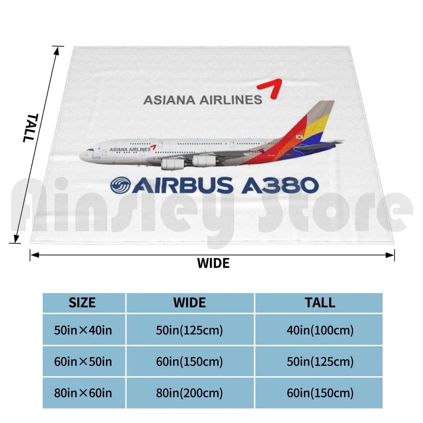 رسم توضيحي لآسيا ايرباص A380-نسخة بيضاء بطانية موضة مخصصة ايرباص A380 ايرباص A380 A380 ايرباص اسيوانا جنوب