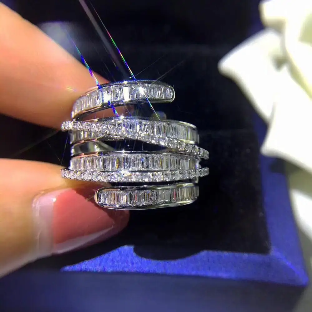 2021 Across Lab Diamond Promise Ring 925 sterling silver Bijou Engagement Wedding band Rings for Women Bridal Fine Party Jewelry