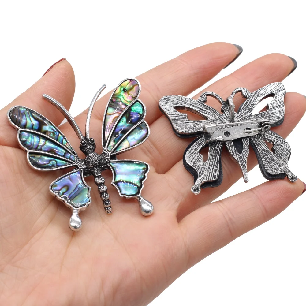 Natural Abalone Shell Brooches Pendant Cute Butterfly Brooches Pendant Charms Fit Coat Accessories Jewelry Best Gifts