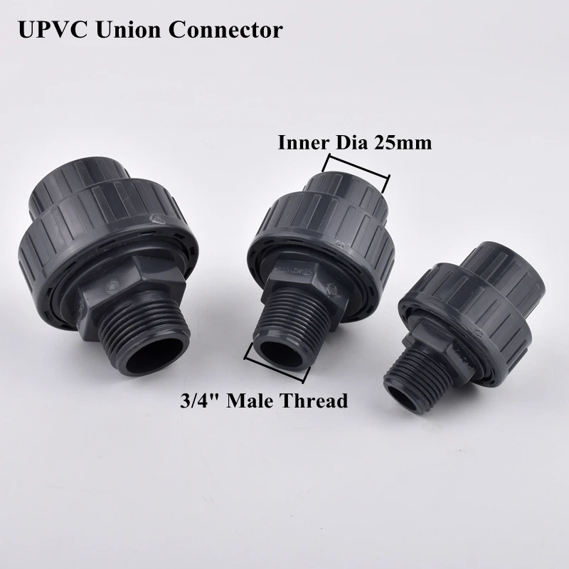

1pc 1/2"-2"Male Thread UPVC Union Water Pipe Connector Aquarium Fish Tank Tube Joint Garden Watering Irrigation Systems Fittings