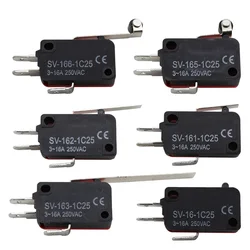 1pcs 16A 3 Pin Contact Electric Limit Switch Pull Button Reset Micro Switch SV161/162/163/165/166-1C25 Roller Long Handle Switch
