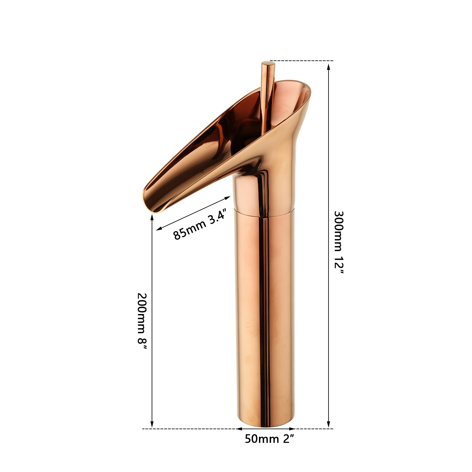 JIENI Rose Golden Waterfall Bathroom Faucet Solid Brass Pink Golden Wine Design 1 Handle Bathroom Basin Sink Mixer Tap Faucet