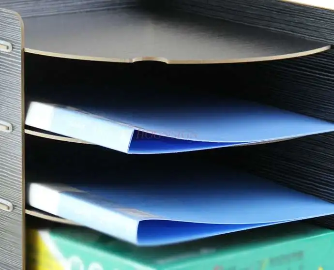 Houten Desktop Boek Opslag Kantoor Document Kolom Frame Frame A4 Papier 4-Layer Informatie Rack