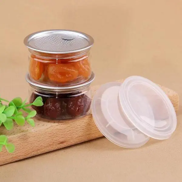 Clear Plastic Jar PET with Metal Lid Airtight Tin Can Pull Ring Concentrate Container Food Herb Storage 100ML