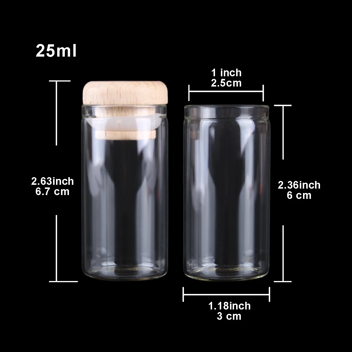 24 pieces 25ml 30*60mm Test Tubes with Wooden Caps Glass Jars Glass Vials Wishing Bolttes Wish Bottle for Wedding Crafts Gift