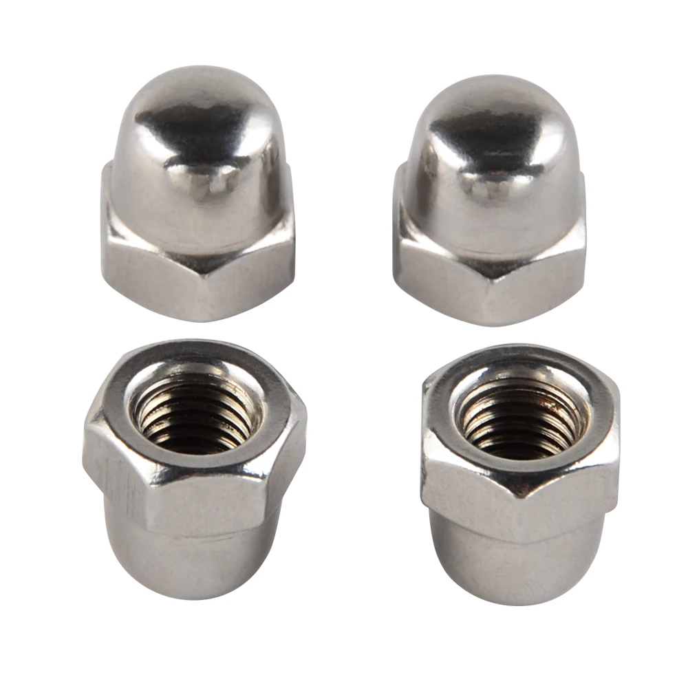 4 x Universal M6x1 Acorn Nuts for Harley Chopper Cobber Cafe Racer M10x1.25 Dome Head Hex Chrome Plated Acorn Nut Caps