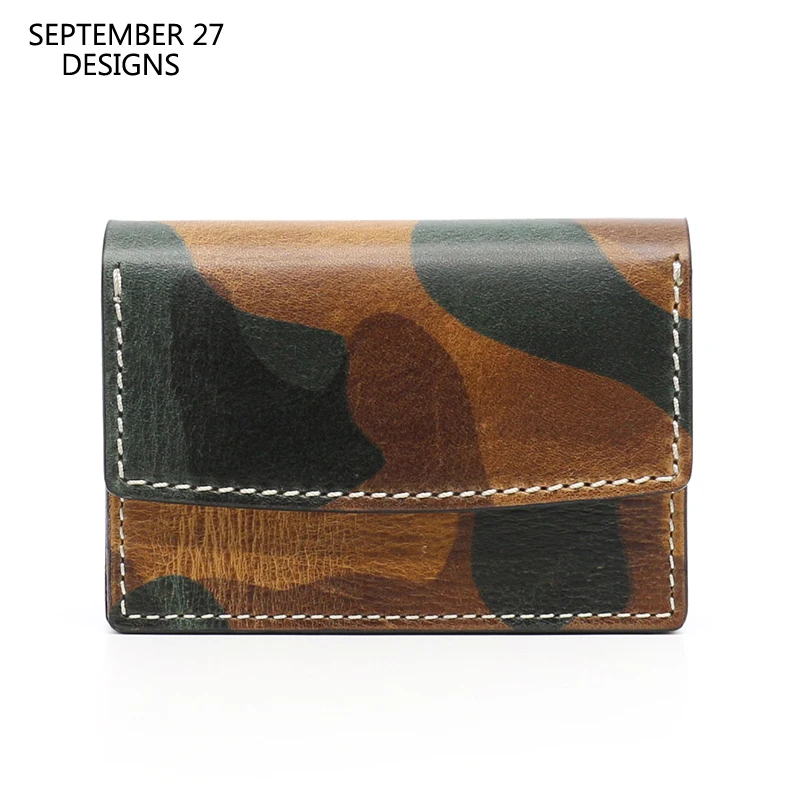 Storage Credit Card Wallets Genuine Leather Luxury Accordion Card Case Top End Cowhide Camouflage Mini ID Purses Money Bag