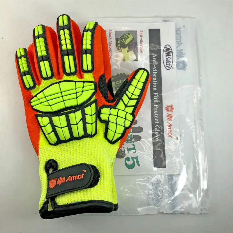 Cut Resistant Anti Vibration Safety Work Glove With TPR Mechanics Industry Working Gloves ANSI Cut Level A6.