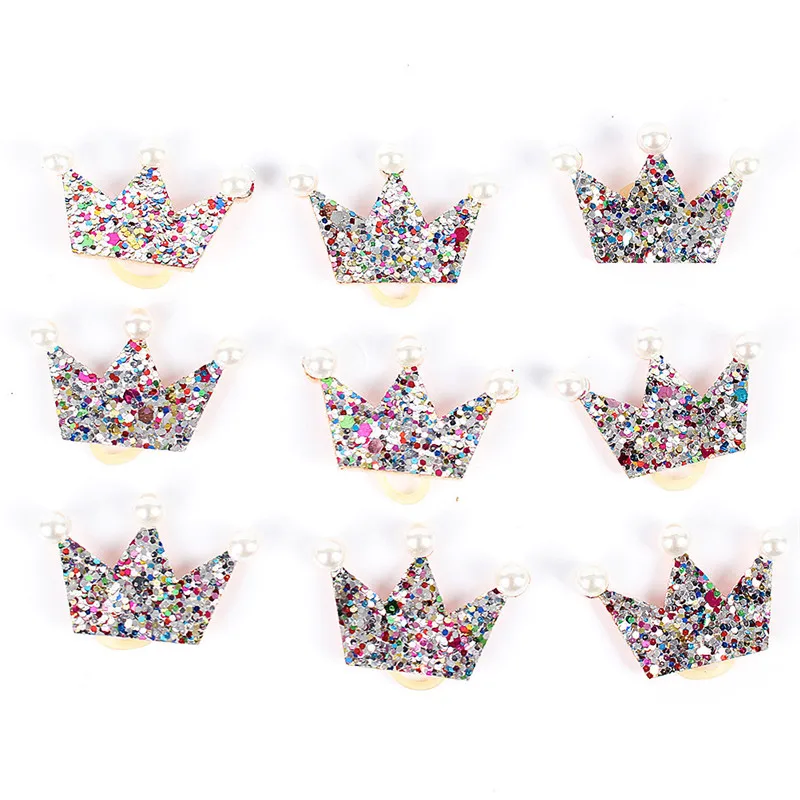 Crown Shape Dog Bows Hair Accessories Glittering Gold Bows with Rubber Band for Long Hair Pets Accesorios Para Perros