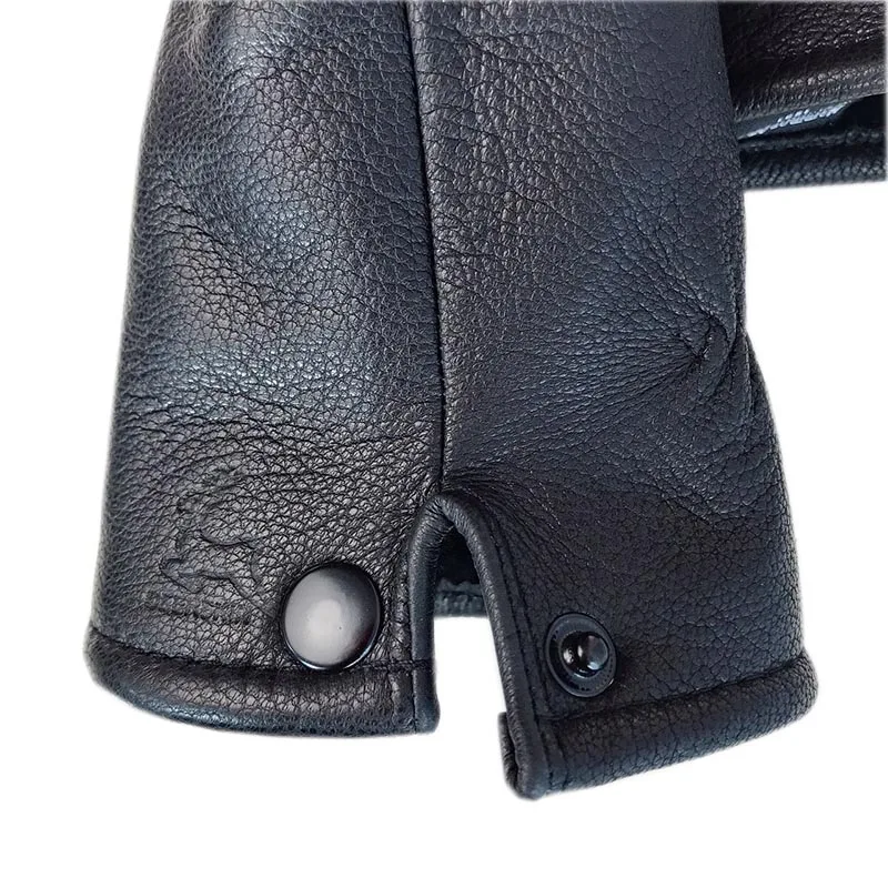 Winter Fashion Men\'s Real Wool Thick Deerskin Gloves Men\'s High Quality Classic Deerskin Real Wool Gloves Boys Genuine Leather F