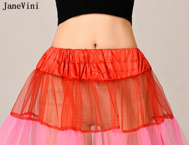 JaneVini 2021 Rainbow Patchwork Tulle Petticoat สายเจ้าสาวงานแต่งงาน Petticoats Underskirts Dance Party กระโปรง Tutu Robe Jupon