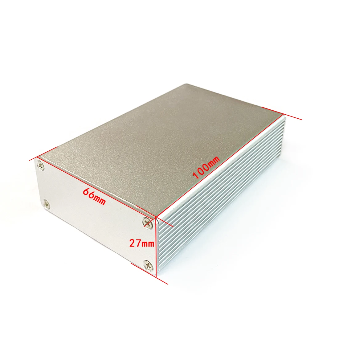 Obudowa aluminiowa obudowa wytłaczana obudowa skrzynki przyłączeniowej 27(1.06 ")(H)X66(2.59")(W)X100mm(3.93 ")(L) nowy DIY srebrny