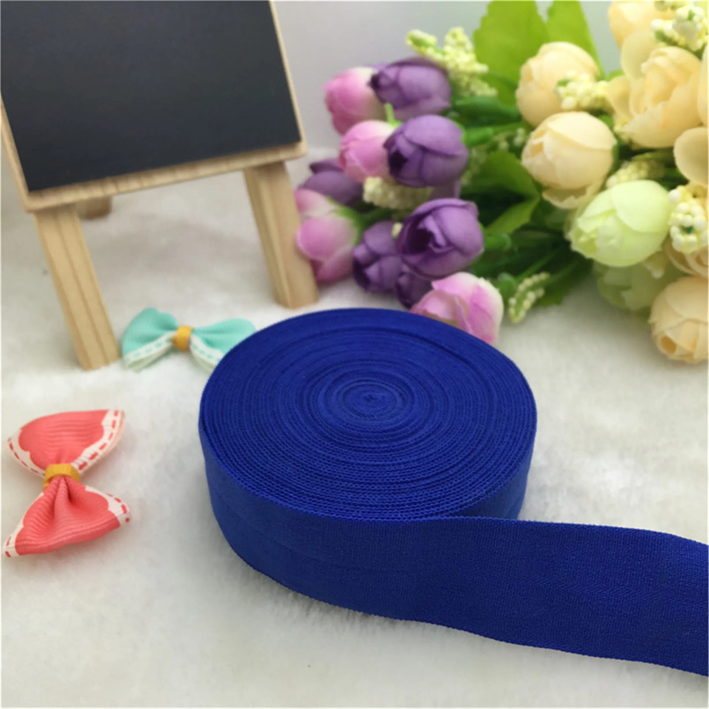 

Hot 3/5/10 yards 20MM 3/4" Blue Multirole fold over elastic Spandex Satin Band DIY