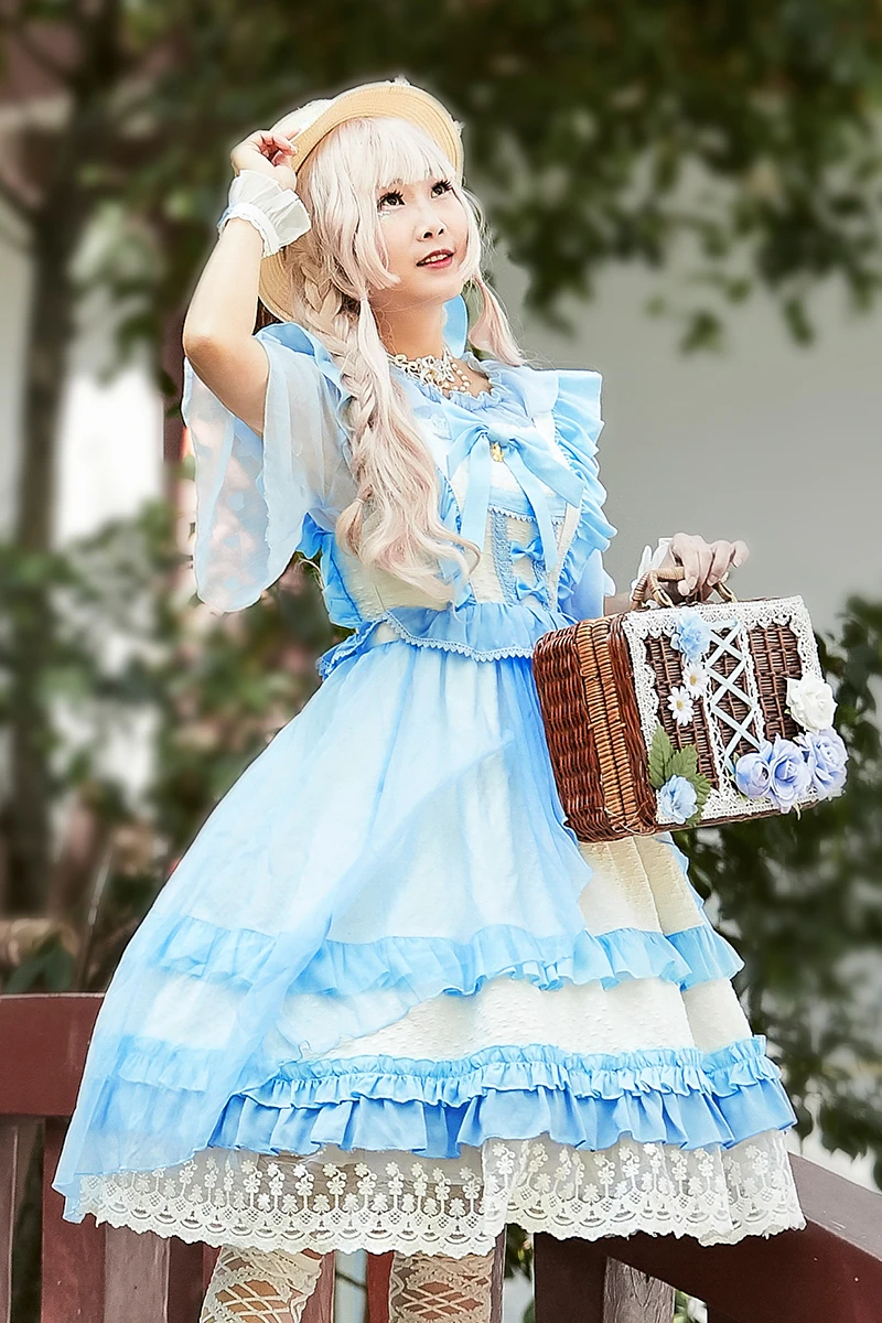 Robe lolita en mousseline de soie pour filles, tenue princesse victorienne, taille haute, avec nœud papillon, avec bretelles, style gothique, cosplay