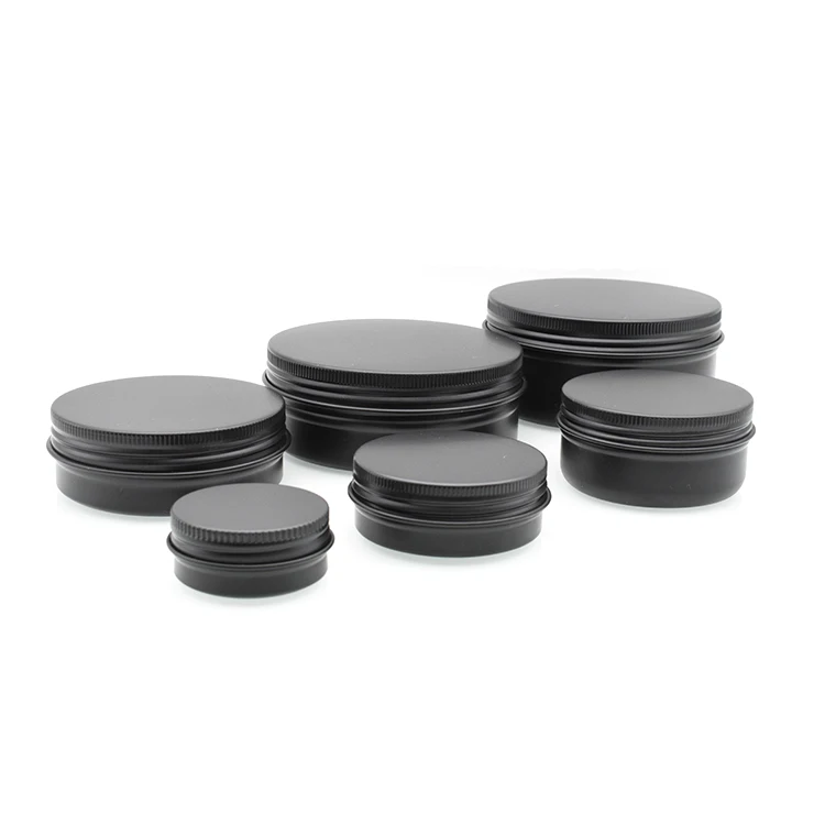 

Eco-Friendly 5g 10g 15g 20g 25g Matte Black Screw Slip Lid Aluminum Jar Aluminum Metal Jars Cosmetic Thread Round Tin box