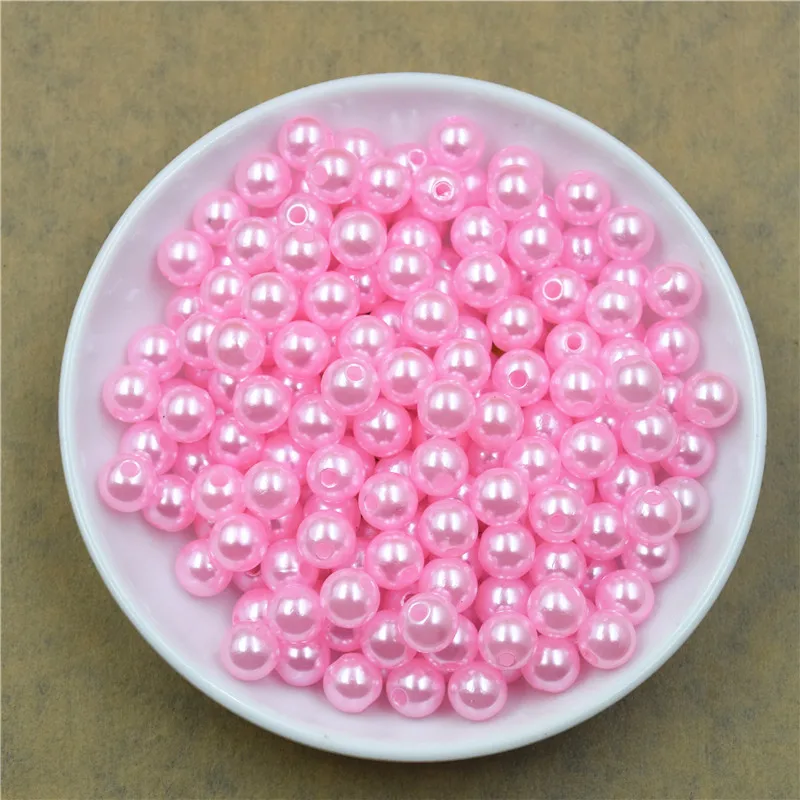 50-1000Pcs With Hole ABS Imitation Pearl Bead 4/6/8/10/12MM Round Plastic Acrylic Spacer Bead for DIY Jewelry Making Findings image 3