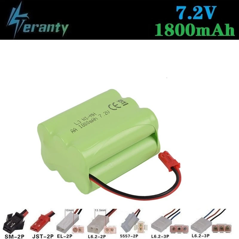 (Wtyczka JST) 7.2v 1800mah akumulator NiMH na zabawki zdalnie sterowane zbiorniki samochodowe pociągi ciężarówki roboty łodzie pistolety AA 700mah