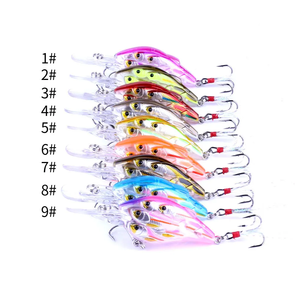 HENGJIA Nhóm Cá Mồi Dụ Cá 7.5Cm 9G Crankbait Nổi Nhân Tạo ABS 6 # Móc Câu tốt Móc Câu 3