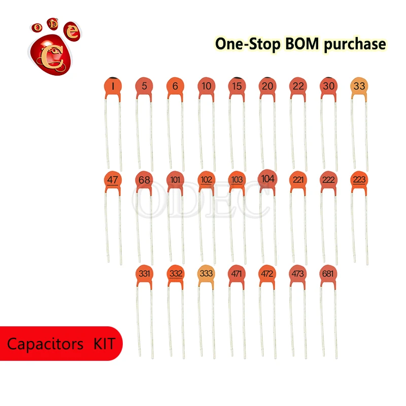 Porcelain chip small capacitance package Porcelain chip capacitance 25 kinds of common specifications 10pcs =250pcs