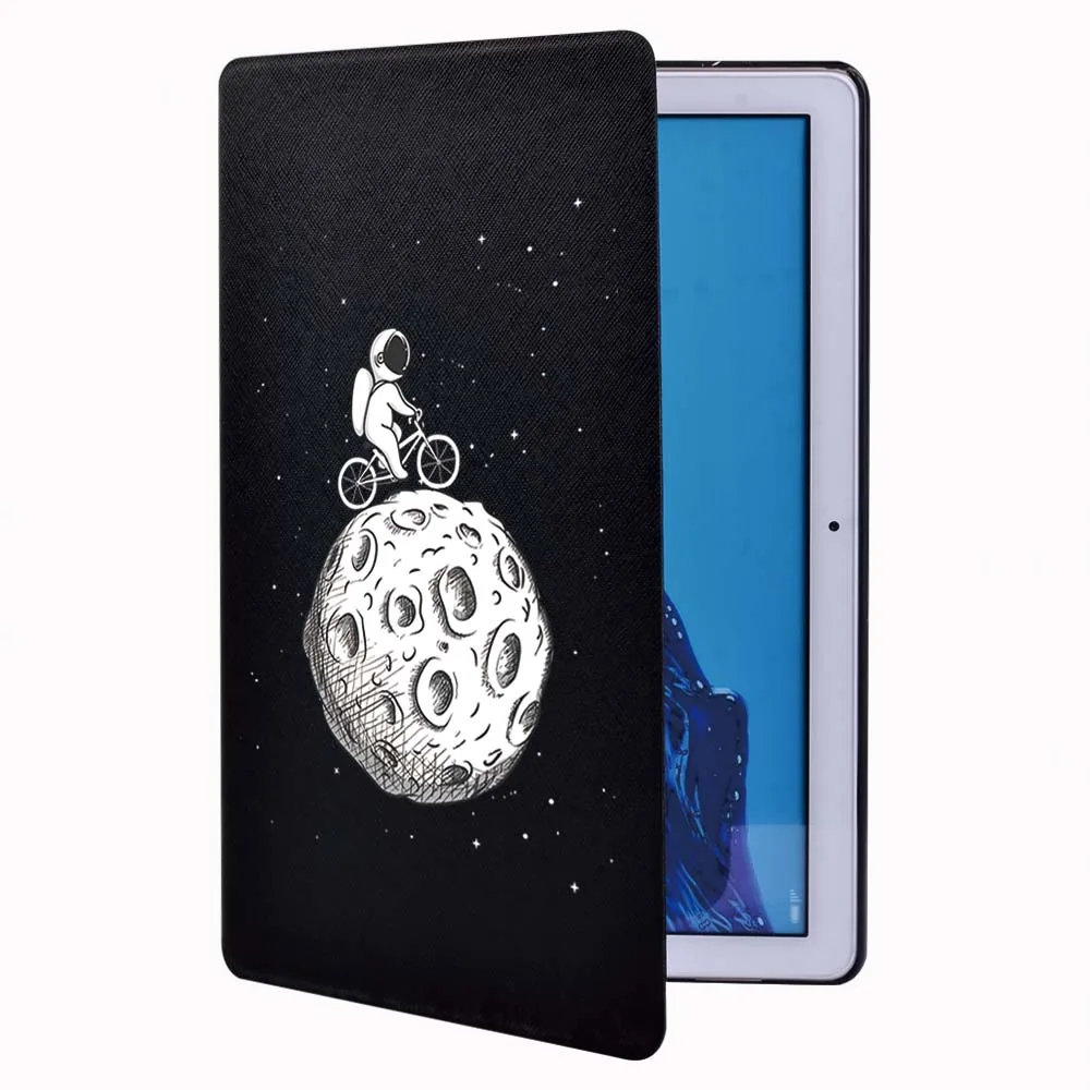 Tablet Case for Huawei MediaPad T5 10 10.1 Inch Astronaut Black Series Leather Cover Case + Free Stylus