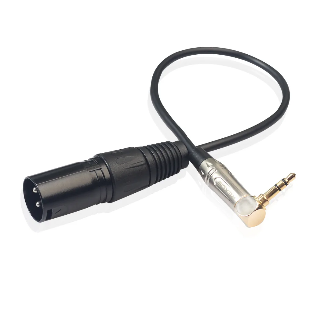 30cm XLR 3-Pin Male To 90 Degree Elbow 3.5mm Stereo Plug Audio Cord Adapter Microphone Mic Cable TRS Cable Jack 3.5 Male To Male