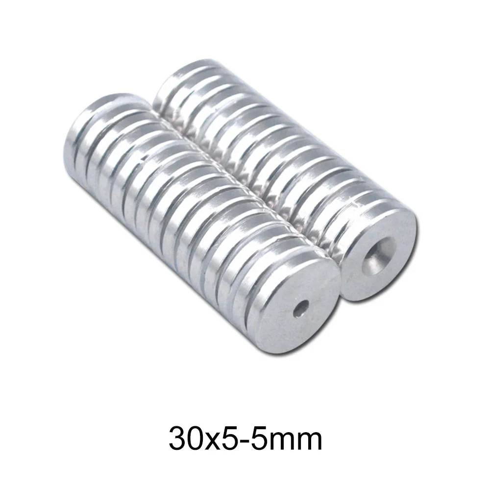 2~20PCS 30X5-5 Strong Magnets 30*5 Hole 5mm Countersunk Neodymium Magnet 30x5-5mm Permanent NdFeB Magnetic 30*5-5 Disc magnet