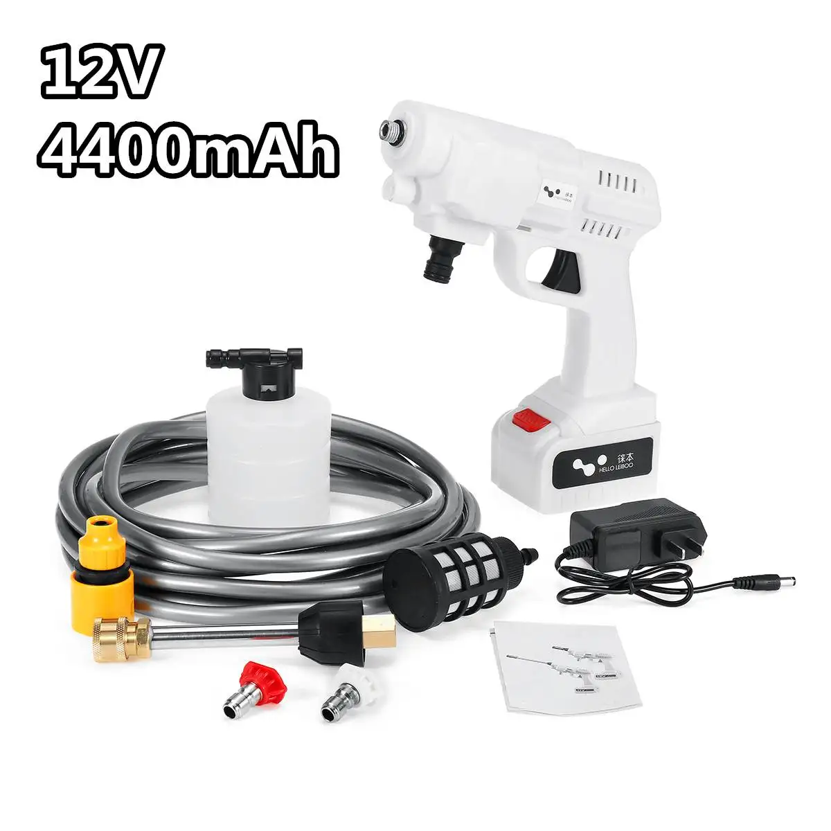 12/24V 200W Cordless High Pressure Car Washer Gun Handheld Auto Spray Powerful Washer Machine Garden Water Jet 5600mAh Battery