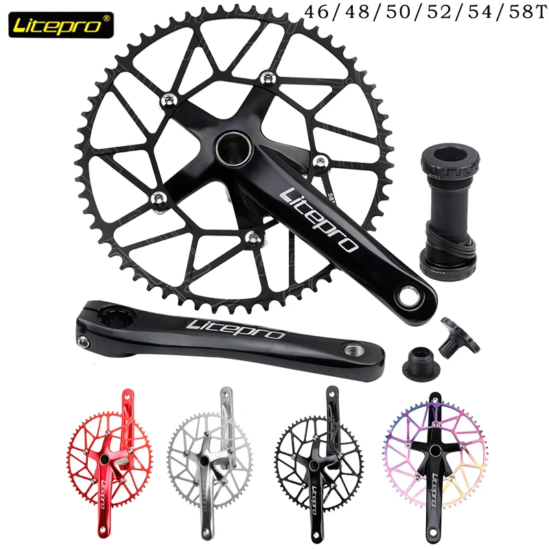 Litepro Crankset BMX Hollowtech Crank Arms For Bicycle 130bcd Integrated Candle Pe 1 Crowns Folding Bike Connecting Rods 170MM