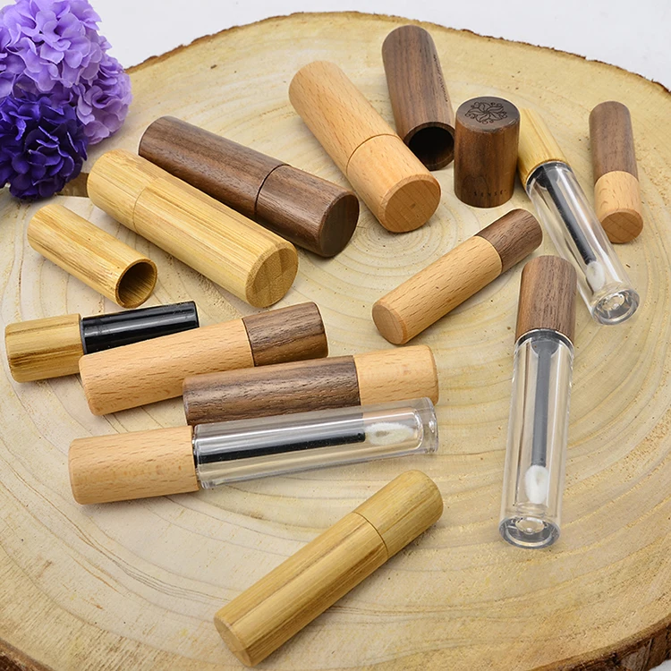 

10pcs bamboo lipstick tube lip balm container cosmetic packaging,Fancy Mini 4.5g Lip Stick Container Eco Bamboo Eco Reusable