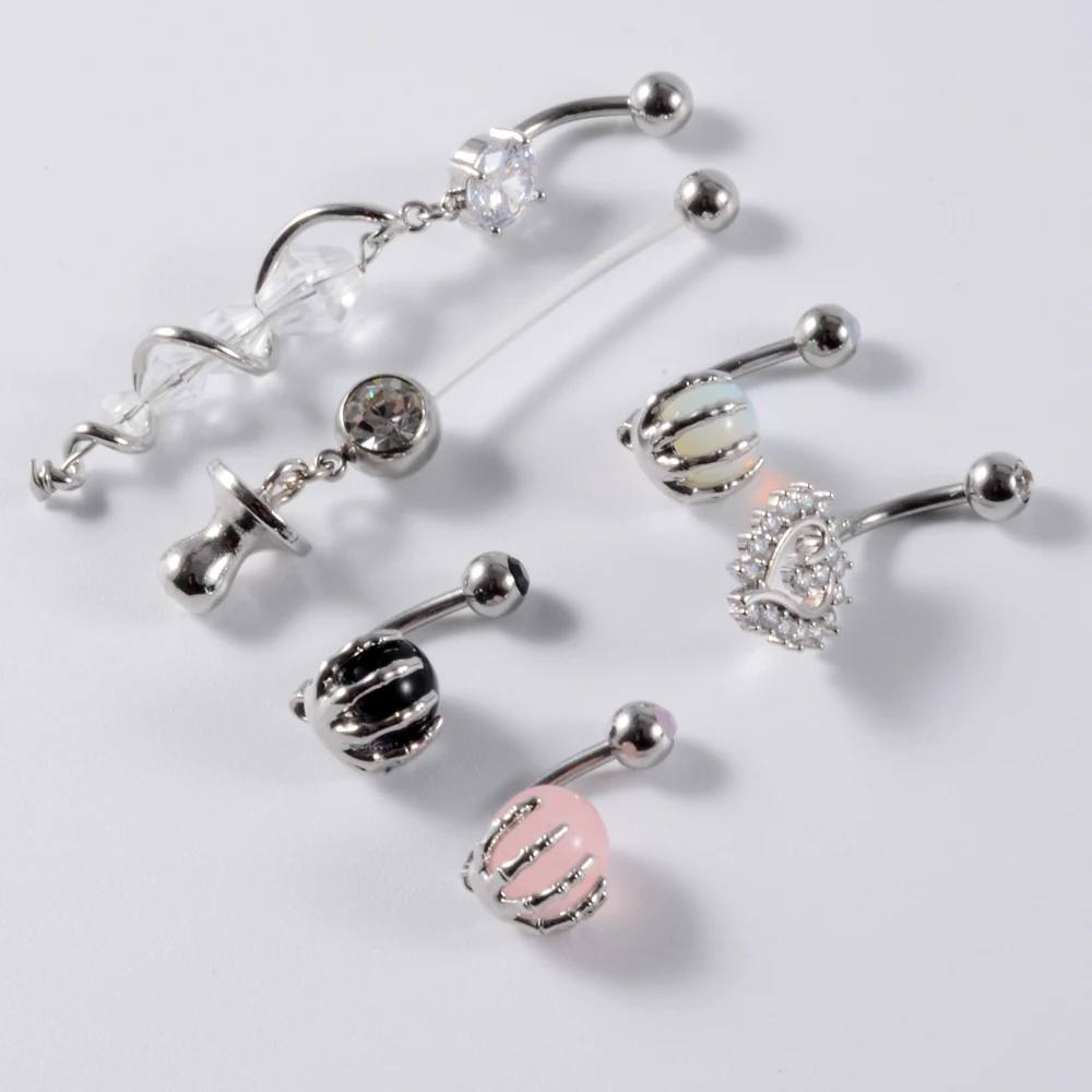 1pcs Surgical Steel Opal Crystal Sexy Belly Button Rings Navel Piercings Ombligo Nombril Ear Piercings Navel Rings Body Jewelry