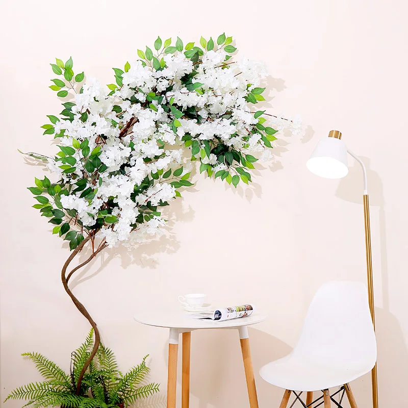 

5pcs/Lot Artificial Cherry Blossom Flowers Branch Silk Tree Plants Fake Flores Wedding Home Wall Background Christmas Decoration