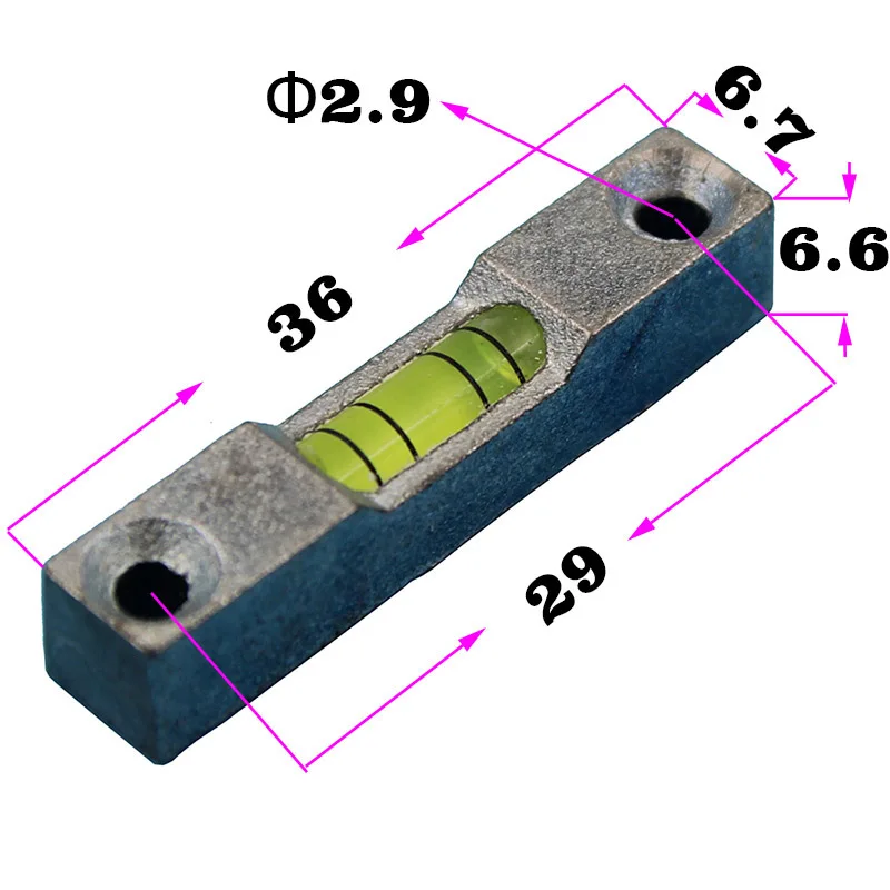 QASE Mini Metal Stripe Level Bubble Glass Tube Level Inclinometer with Mounting Holes