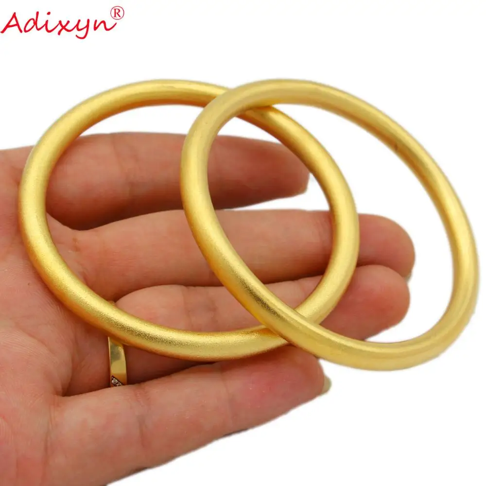 Adixyn 2pcs/lot Trendy Gold Color Bangles for Women Bride Wedding Jewelry Dubai Ethiopian Arab African Bracelet  N071012