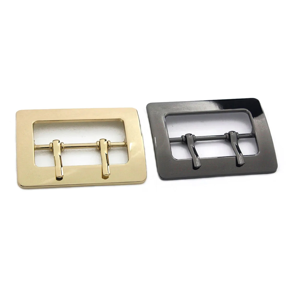 1pcs 50mm Zinc Alloy Metal Buckle Rectangle Fashion Double Needle Buckle for Leather Craft Bag Belt Strap Craft DIY Accessories