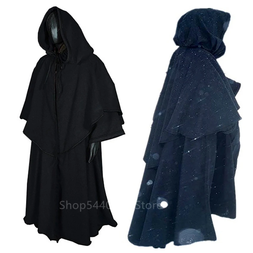 

Middle Ages Wizard Cosplay Men Medieval Costumes Viking Pirate Adult Halloween Carnival Party Vintage Monk Robe Women Long Dress